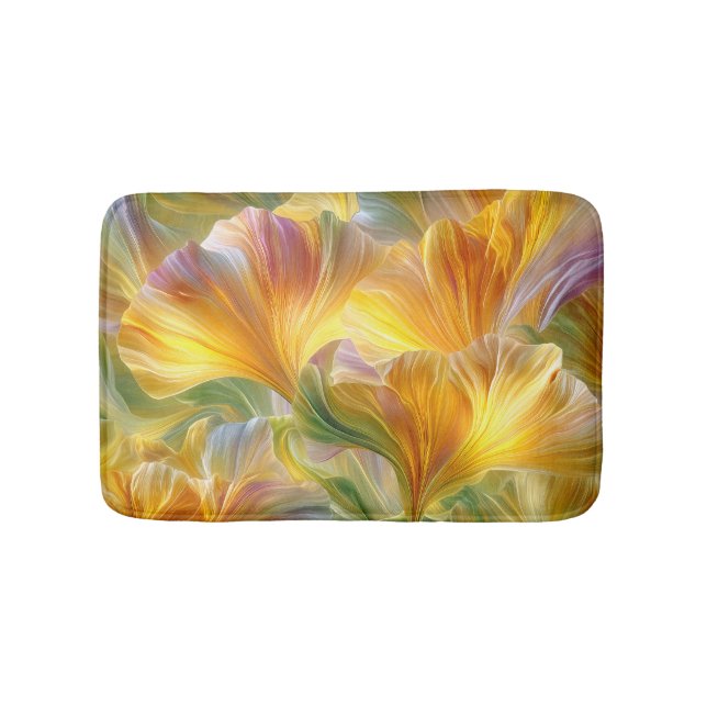 Abstract Floral Art with Yellow Petals Bath Mat (Front)