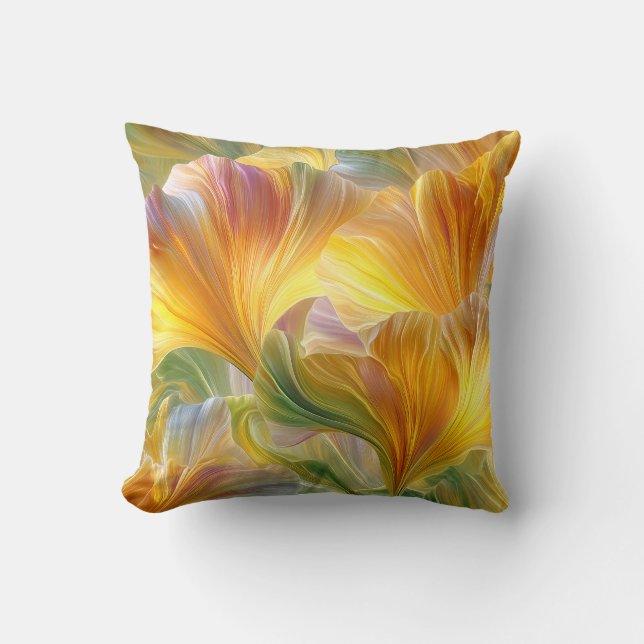 Abstract Floral Art with Yellow Petals Cushion (Front)
