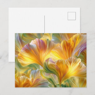Abstract Floral Art with Yellow Petals Postcard
