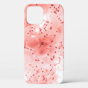 Abstract floral backdrop of pink flowers over past iPhone 12 case