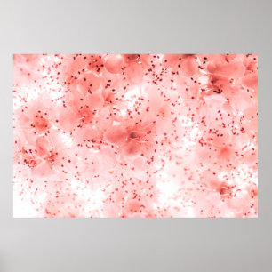 Abstract floral backdrop of pink flowers over past poster