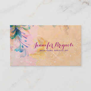Abstract Floral Background Blue And Beige Business Card
