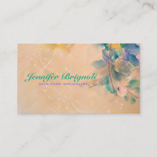 Abstract Floral Background Blue And Beige Business Card