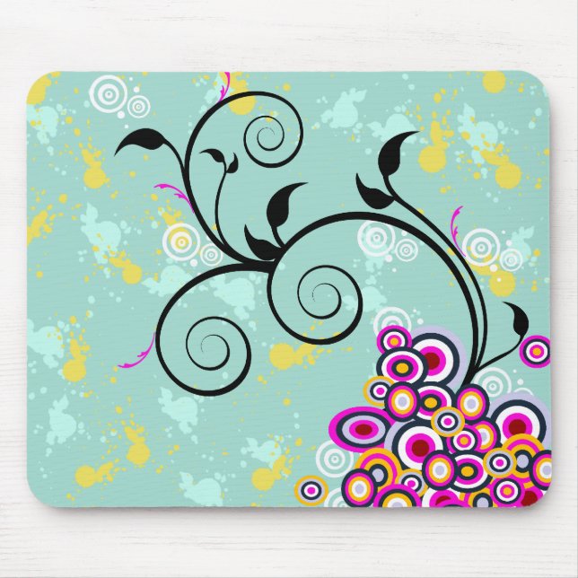 Abstract floral background mouse pad (Front)