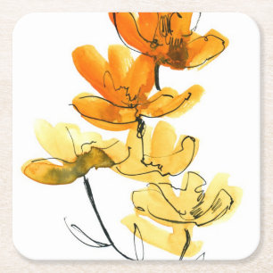 Abstract floral background square paper coaster