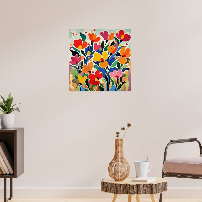 Abstract floral background, vibrant, poster (Living Room 3)