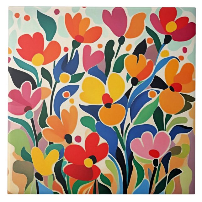 Abstract floral background, vibrant, tile (Front)