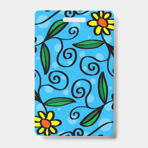 Abstract Floral Badge ID Badge
