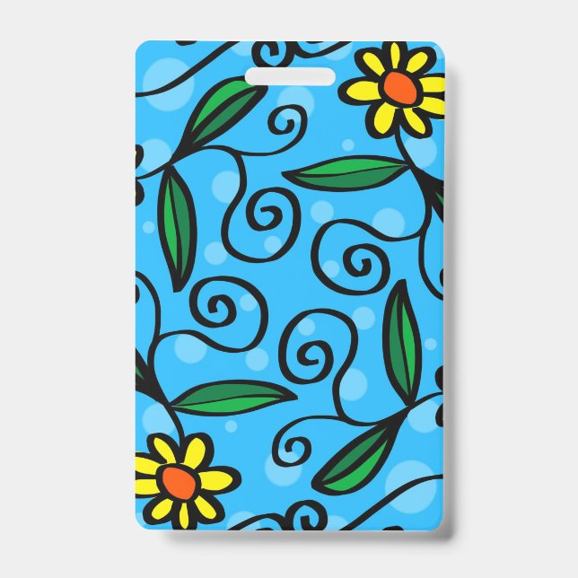 Abstract Floral Badge ID Badge (Front)