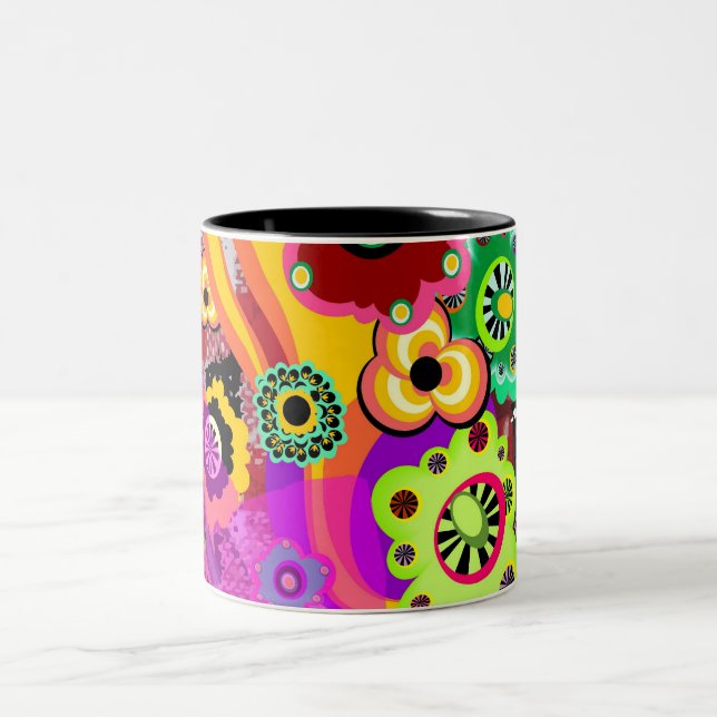 Abstract Floral Bakelite Two-Tone Coffee Mug (Center)