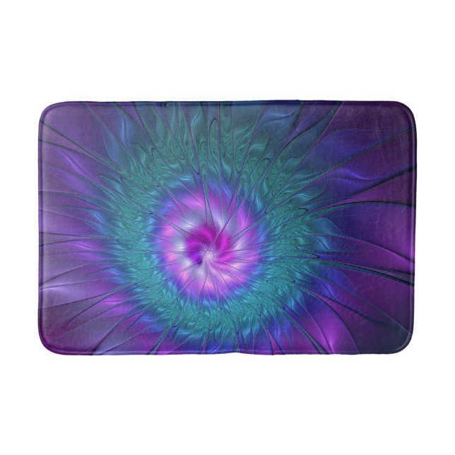 Abstract Floral Beauty Colourful Fractal Art Flowe Bath Mat (Front)