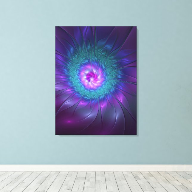 Abstract Floral Beauty Colourful Fractal Art Flowe Canvas Print (Insitu(Wood Floor))