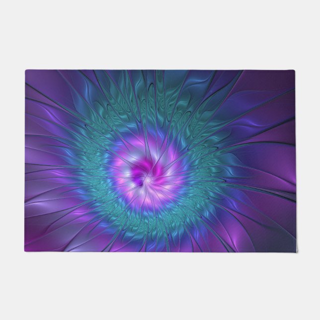 Abstract Floral Beauty Colourful Fractal Art Flowe Doormat (Front)