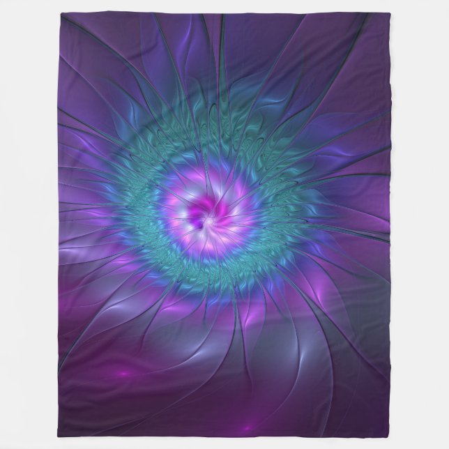 Abstract Floral Beauty Colourful Fractal Art Flowe Fleece Blanket (Front)