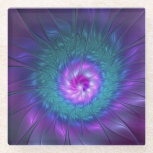 Abstract Floral Beauty Colourful Fractal Art Flowe Glass Coaster