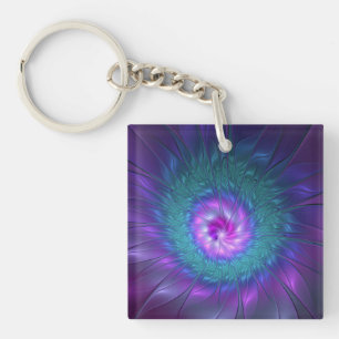 Abstract Floral Beauty Colourful Fractal Art Flowe Key Ring