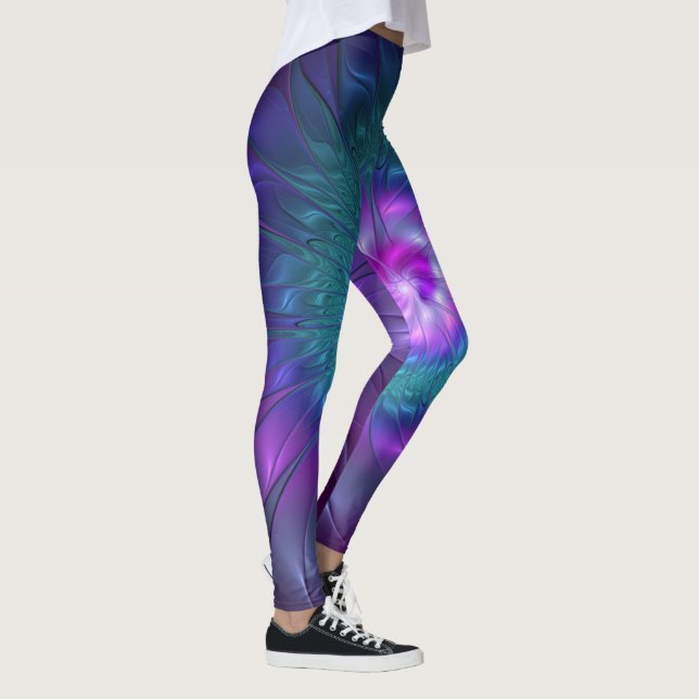 Abstract Floral Beauty Colourful Fractal Art Flowe Leggings (Right)