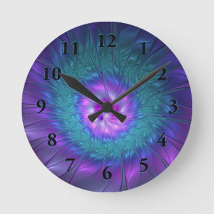 Abstract Floral Beauty Colourful Fractal Art Flowe Round Clock