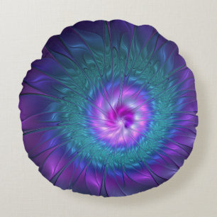 Abstract Floral Beauty Colourful Fractal Art Flowe Round Cushion