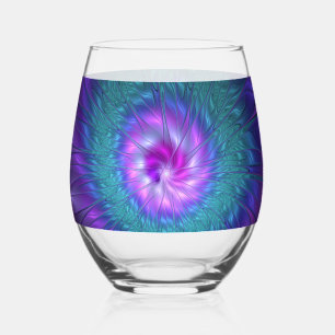 Abstract Floral Beauty Colourful Fractal Art Flowe Stemless Wine Glass