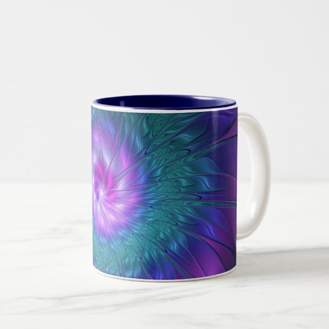 Abstract Floral Beauty Colourful Fractal Art Flowe Two-Tone Coffee Mug (Front Right)