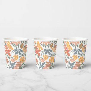 Abstract Floral & Birds Mid Century Modern Pattern Paper Cups