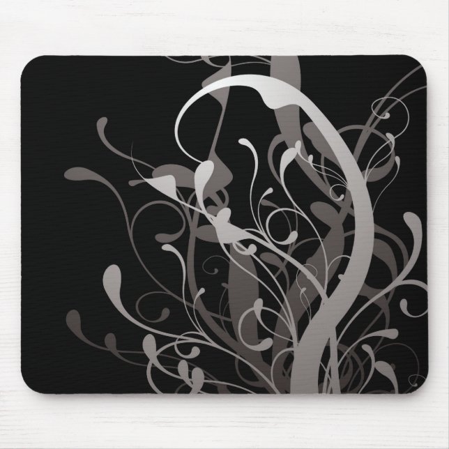 abstract floral black mouse pad (Front)