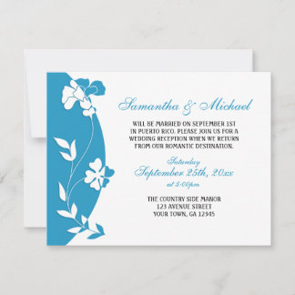 Abstract Floral Blue Reception ONLY Invitations