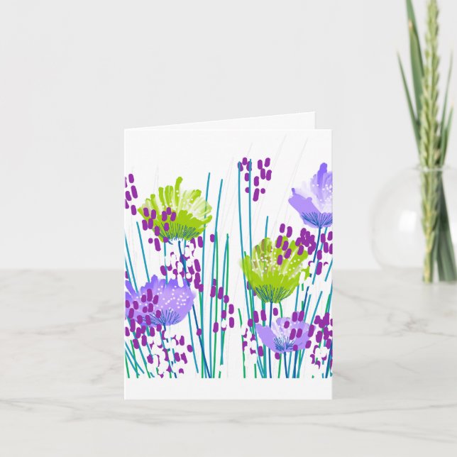 Abstract Floral Botanical Blank Note Card (Front)