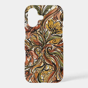 Abstract Floral Bouquet Earth Ink iPhone Cases