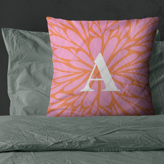 Abstract floral burst pastel monogram cushion (Creator Uploaded)
