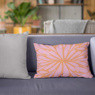 Abstract floral burst pattern pastel orange & pink decorative cushion