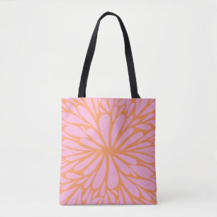 Abstract floral burst pattern pastel orange & pink tote bag