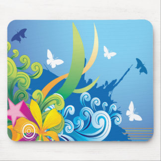 Abstract Floral Butterfly Mousepad