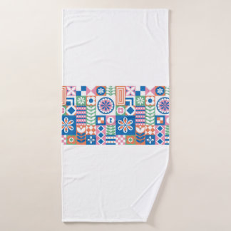 Abstract floral card. Seamless folklore pattern. S Bath Towel