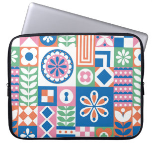 Abstract floral card. Seamless folklore pattern. S Laptop Sleeve
