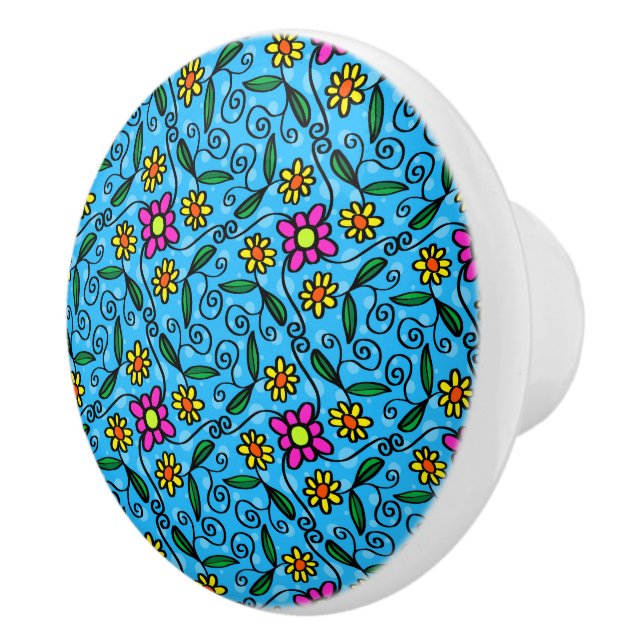 Abstract Floral Ceramic Knob (Right)