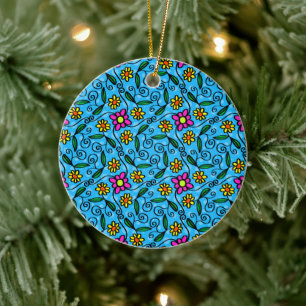 Abstract Floral Ceramic Ornament