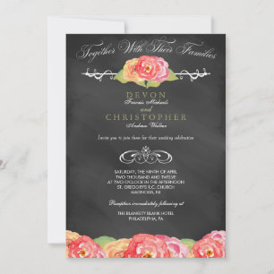 Abstract Floral Chalkboard Wedding Invitation