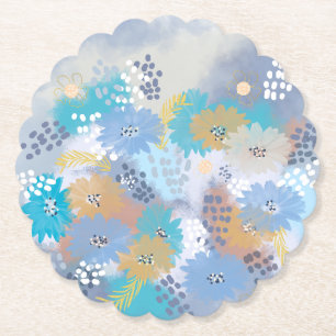 Abstract floral coastal beach paper coaster