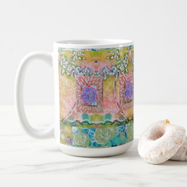 Abstract Floral Coffee Mug (With Donut)