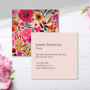 Abstract Floral Colourful Florist Square Business Card