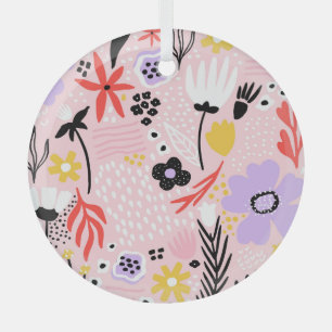 Abstract Floral: Creative Vintage Design. Glass Tree Decoration