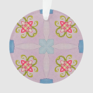Abstract Floral Cross Acrylic Ornament