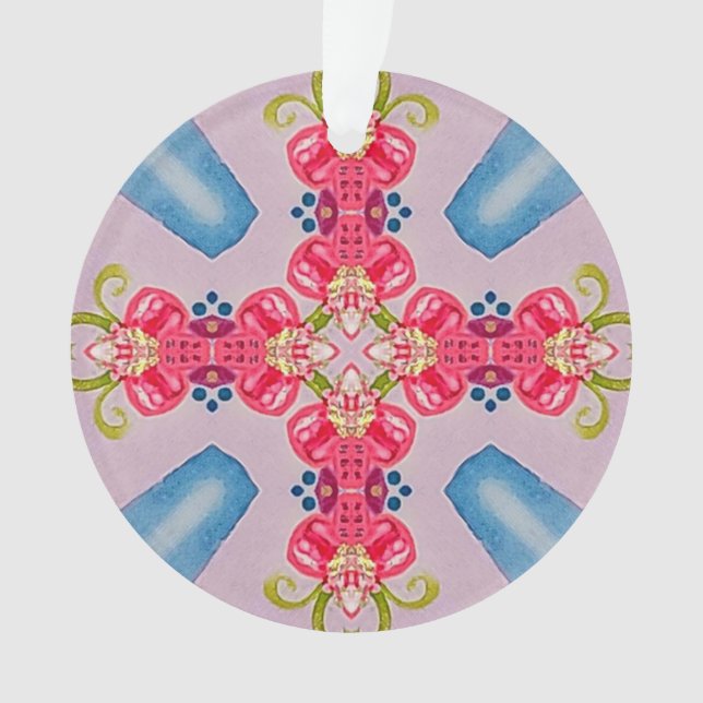 Abstract Floral Cross Acrylic Ornament (Front)
