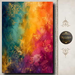 Abstract Floral Damask Decoupage Jewel Tones Tissue Paper