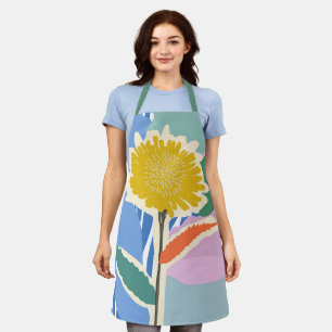 Abstract Floral Dandelion Colour Blocks Modern  Apron