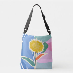 Abstract Floral Dandelion Colour Blocks Modern  Crossbody Bag