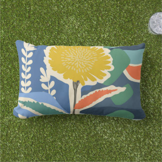 Abstract Floral Dandelion Colour Blocks Modern  Lumbar Cushion
