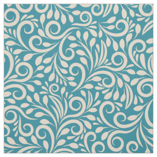 Abstract floral dark cyan pattern  fabric